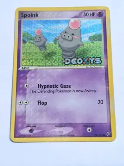 Pokemon Card - Spoink Deoxys 76/107 Reverse Holo Stamped - Medium Play - Image 1