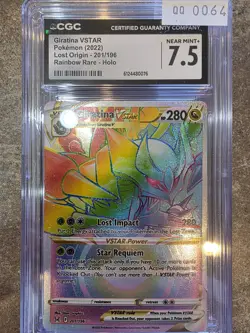 Pokemon GRADED Giratina VSTAR 201/196 Lost Origin Rainbow Cgc 7.5 - Image 1