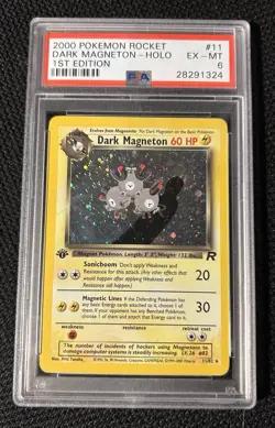Pokemon Dark Magneton Holo Rare 1st Edition #11/82 PSA 6 EX-MT - Image 1