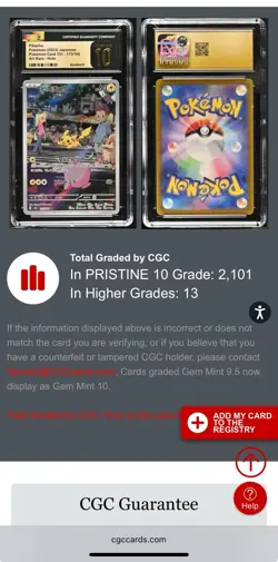 🔥 CGC Pristine 10 Pikachu 2023 Japanese 151 173/165 Art Rare Pokemon Card 🔥 - Image 4