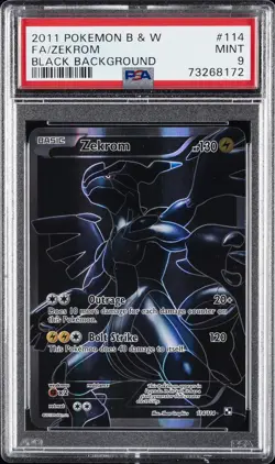 2011 POKEMON B&W BLACK BACKGROUND #114 FULL ART/ZEKROM PSA 9 - Image 1