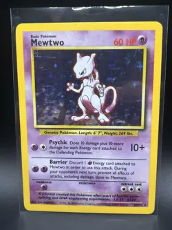 Pokemon TCG Mewtwo Base Set Holo Unlimited Rare MP/HP - Image 1