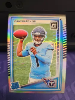 2025 Panini Donruss Optic Cam Ward Silver Holo Prizm #293 rookie football card - Image 1