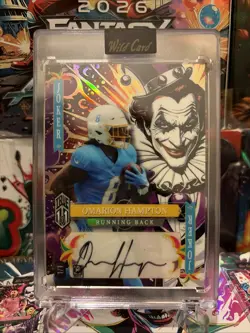 2025 Wild Card Multi Sport Wild Jokers True 1/1 RC Rookie Auto Omarion Hampton - Image 1