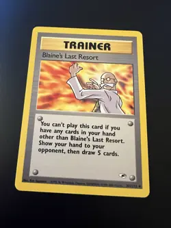 Blaine’s Last Resort 105/132 Gym Heroes Unlimited 2000 Pokemon Card Uncommon NM - Image 1
