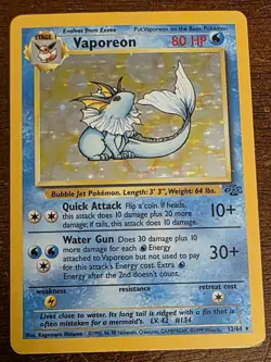 Pokemon TCG Vaporeon Jungle 12/64 Holo Unlimited Holo Rare - Image 1