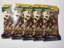 Umbreon Art 5 Sleeved Pack Lot Pokemon TCG Evolving Skies - Image 1