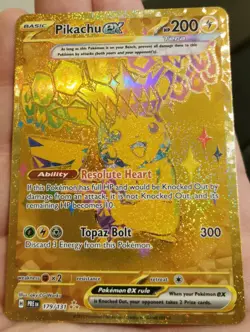 Pokemon Prismatic Evolutions - Pikachu EX 179/131 Hyper Rare Gold Card - NM/M - Image 1
