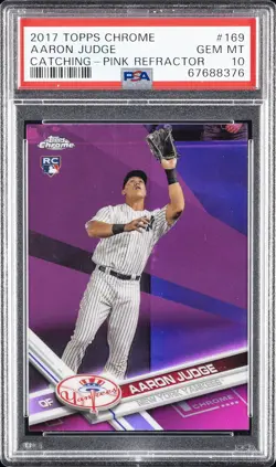 2017 TOPPS CHROME PINK REFRACTOR #169 AARON JUDGE PSA 10 - Image 1