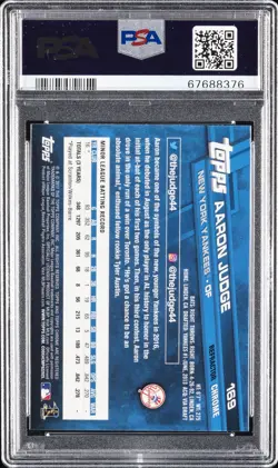 2017 TOPPS CHROME PINK REFRACTOR #169 AARON JUDGE PSA 10 - Image 2