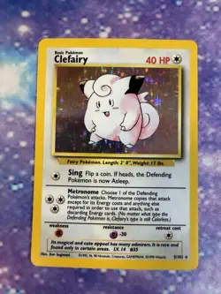 Clefairy 5/102 Base Set Holo Rare Unlimited LP Pokemon Card - Image 1