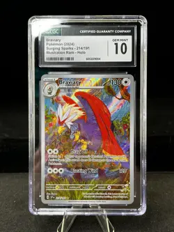 CGC 10 GEM MINT Braviary 214/191 Illustration RARE Pokemon Card Surging Sparks - Image 1