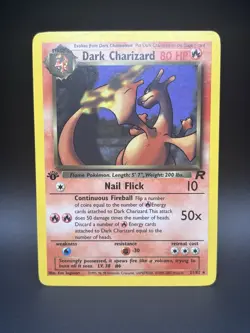 Pokemon Dark Charizard 1st Edition TCG Non-Holo Rare Card 21/82 MP - Image 1
