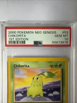 Pokemon TCG Chikorita Neo Genesis #53/111 1st Edition Common Card PSA 10 Gem MT - Image 2