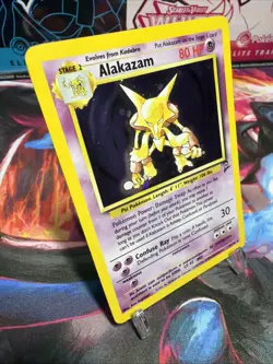 Pokemon Alakazam TCG Holo Rare Card 1/130 Base Set 2 Vintage WOTC 1999 - Image 2
