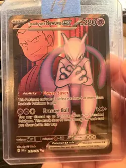 Pokemon TCG Destined Rivals Team Rocket's Mewtwo EX Full Art Card 213/182 - Image 1