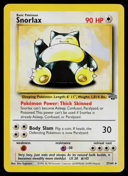 Pokemon Card - Snorlax Jungle 27/64 Unlimited Rare - Image 1