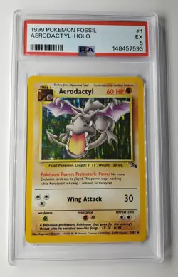 1999 POKEMON FOSSIL HOLO #1 AERODACTYL | PSA 5 - Image 1