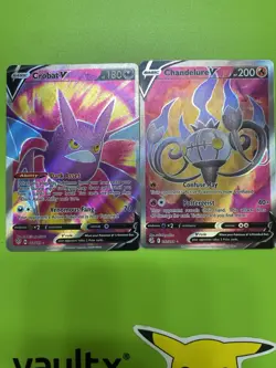 Pokemon Crobat V Chandelure V Shining Fates Holo V Cards 2021 2 card lot - Image 1