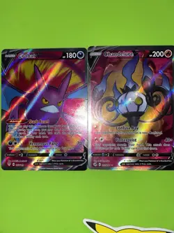 Pokemon Crobat V Chandelure V Shining Fates Holo V Cards 2021 2 card lot - Image 2