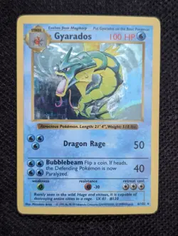 Pokemon TCG Gyarados 006/102 Base Set Shadowless Holo Rare MP - Image 1