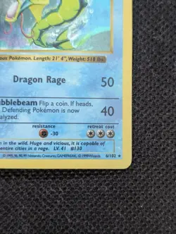 Pokemon TCG Gyarados 006/102 Base Set Shadowless Holo Rare MP - Image 5