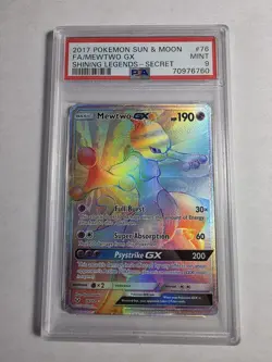 Pokemon Mewtwo GX Shining Legends Holo Full Art Secret Rare 76/73 PSA 9 2017 - Image 1