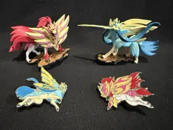Pokemon TCG Shiny Zamazenta & Shiny Zacian Figures + Pins Lot Set Crown Zenith - Image 1