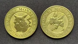 Rare vintage Japanese Pokemon coins Banpresto Pikachu & Scyther coin/ Medal - Image 1