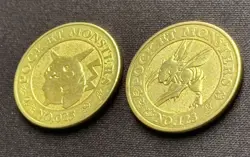 Rare vintage Japanese Pokemon coins Banpresto Pikachu & Scyther coin/ Medal - Image 5