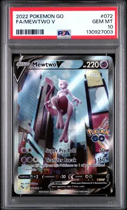 Pokemon Mewtwo V 072/078 Full Art Pokemon Go PSA 10 GEM MINT - Image 1