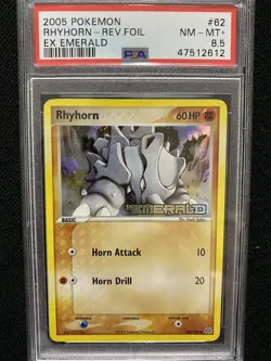 2005 Pokemon EX Emerald Rhyhorn Reverse Foil 53/106 PSA 8.5 NM-MT - Image 1