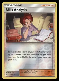 2019 Pokemon Bill's Analysis Rare Hidden Fates 51/68 Reverse Holo NM - Image 1