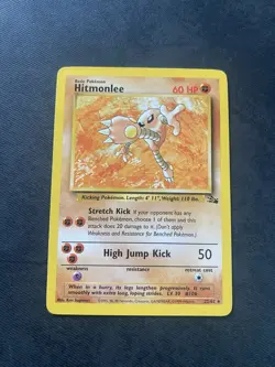 Pokemon Hitmonlee Fossil Rare Unlimited 7/62 English Fighting 60 HP non holo - Image 1