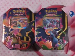 Pokemon TCG Mega Charizard X & Y EX Tins New SET OF 2 Mega Evolution SHIPS TODAY - Image 1