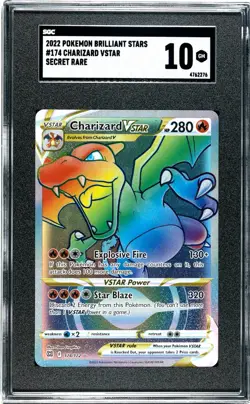 2022 Pokemon Brilliant Stars Charizard VSTAR SGC 10 #174 - Image 1