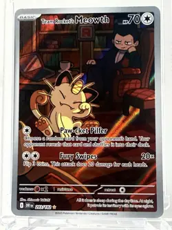 Pokemon DRI Team Rocket's Meowth 203/182 Holo Card 2025 English Basic - Image 3