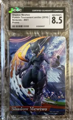 Shadow Mewtwo Pokken Tournament 2016 US Promo Amiibo Pokemon Card Mint CGC 8.5 - Image 1