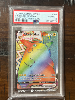 POKEMON PSA 10 2020 SWSH Vivid Voltage Pikachu VMAX 188/185 Secret Rare gem mint - Image 1