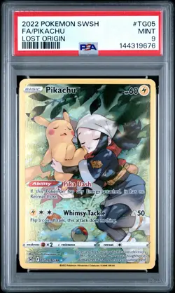 2022 POKEMON SWORD & SHIELD LOST ORIGIN #TG05 FULL ART/PIKACHU PSA 9 - Image 1