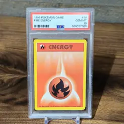 1999 POKEMON #98 FIRE ENERGY BASE SET UNLIMITED GEM MINT PSA 10 - Image 1