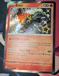 Pokemon Entei 112/091 SV: Paldean Fates Shiny Rare Holo Basic 130 HP - Image 1