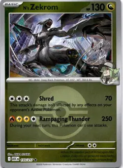 N'S ZEKROM (POKE BALL) 155/217 HOLO ME: ASCENDED HEROES POKEMON REVERSE HOLO LP - Image 1