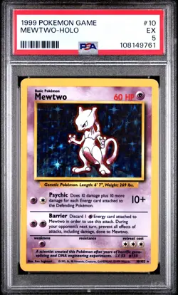 1999 Pokemon Base Set MEWTWO HOLO PSA 5 EX #10/102 WOTC Vintage - Image 2