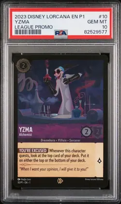 PSA 10 GEM MT 2023 YZMA Disney Lorcana En P1-Promo #10 League Promo (POP 370) - Image 1