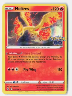 Moltres Holo Rare Holofoil Pokemon GO 012/078 NM - Image 1