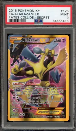 Pokemon Alakazam EX XY Fates Collide Secret Rare Full Art #125 PSA 9 Mint - Image 1
