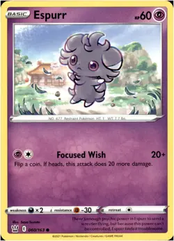 Espurr 060/163 Common - Pokemon SWSH05: Battle Styles LP-NM - Image 1