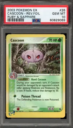 Pokemon Cascoon EX Ruby & Sapphire Reverse Holo #26 PSA 10 Gem Mint - Image 1