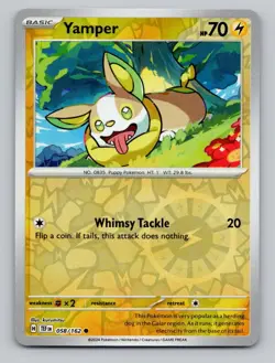 Reverse Holo Yamper 058/162 Common Temporal Forces Pokemon - Image 1